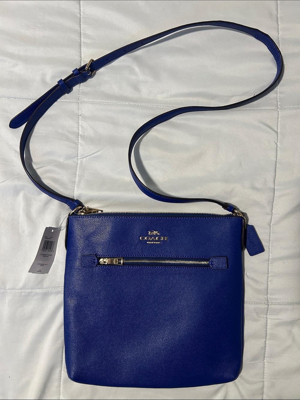 Coach Leather Crossbody in Deep Blue with Gold Hardware